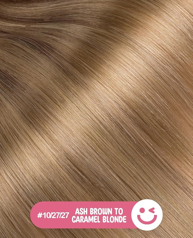 Youngsmile Injection Tape in Hair Extensions Human Hair Balayage #10/27/27 Golden Brown to Caramel Blonde 20pcs 50g 22 Inch Injected Tape in Hair Extensions Seamless Remy Human Hair (#10/27/27,22'')