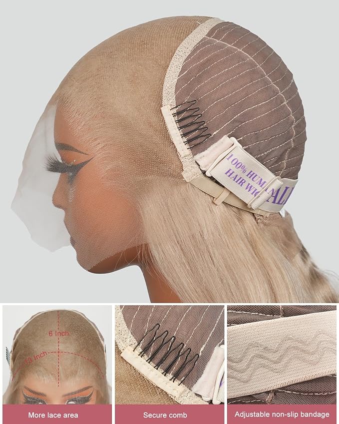 Alididi Ash Blonde Wig Human Hair 180% Density Milk Tea Ash Blonde Wig 13x6 Body Wave Hd Thin Lace Front Wigs Human Hair Full And Thicker Pre Plucked Pre Cut Natural Hairline With Baby Hair 30 inch