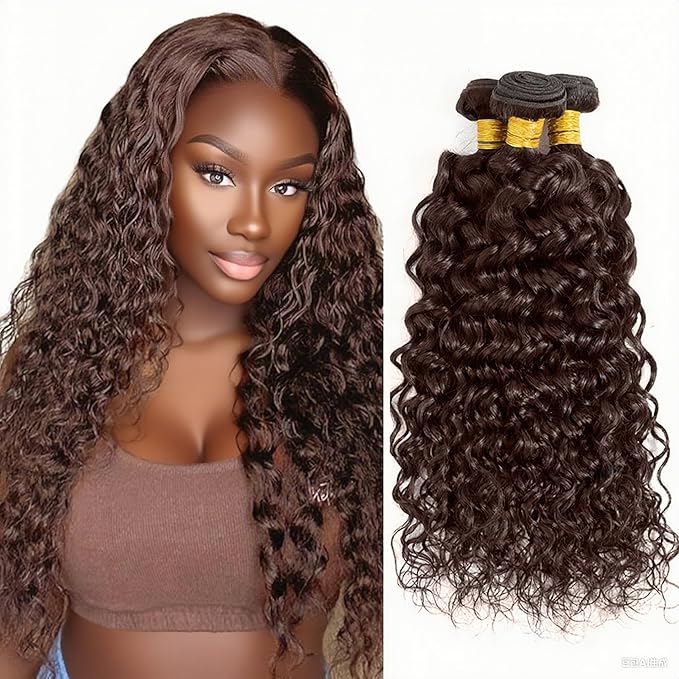 Brown Bundles Human Hair Chocolate Brown Water Wave Bundles 12 14 16 Inch Niegmeag Brazilian Virgin Remy Hair Extensions Color 4 Water Wave Bundle 150g
