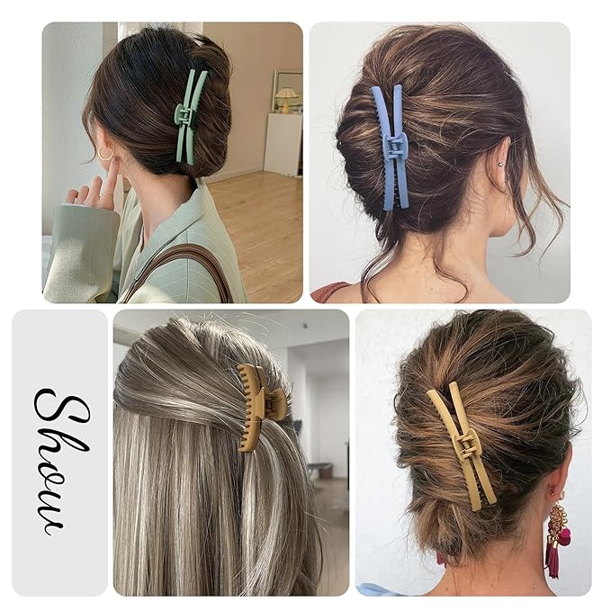 Hold Everything Claw Clip for Thick and Thin Hair - Big Barrettes for Women and Girls With Straight, Wavy, and Curly Hair - Strong Hold With 52 Teeth Banana Clips (4-Color & 2-Size)