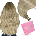 YoungSee Nano Bead Hair Extensions Human Hair Ombre Blonde Nano Ring Hair Extensions Human Hair Balayage Ash Blonde Ombre Platinum Blond Nanolink Hair Extension 22Inch for Wedding 50G 50S