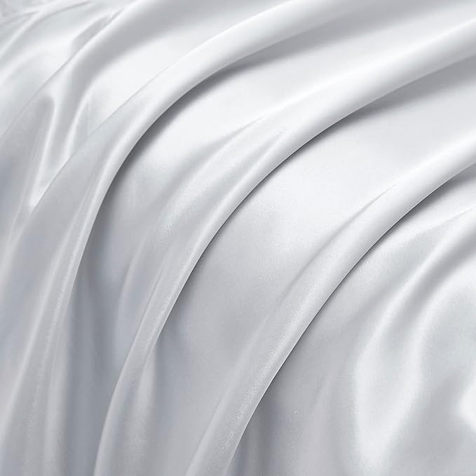 Light Grey King Size Satin Pillowcases Set of 2 for Hair and Skin,Light Grey Silk Pillowcase Breathable Pillowcase with Envelope Closure