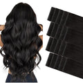 GOO GOO Invisi Edge Tape in Hair Extensions Human Hair, 1B Natural black 20pcs 24inch 50g, Virgin Remy Hair, Seamless Injected Tape, Natural Look