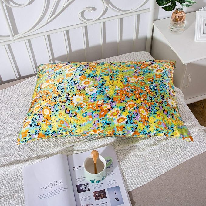 SLPBABY Silk Pillowcase for Hair and Skin with Hidden Zipper Print (King, Pattern14)