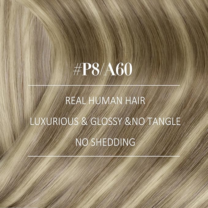 YoungSee 100G Weft Hair Extensions Highlight Human Hair Weft Extensions Light Brown Highlight Blonde Sew in Hair Extensions Real Human Hair for Short Hair 14Inch