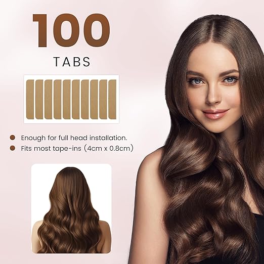 MIILYE Hair Extension Tape 100 Tabs, Double Sided Adhesive Replacement Tape, 6+ Weeks Hold Time, No Residue, Strong Tapes for Tape in Hair Extensions