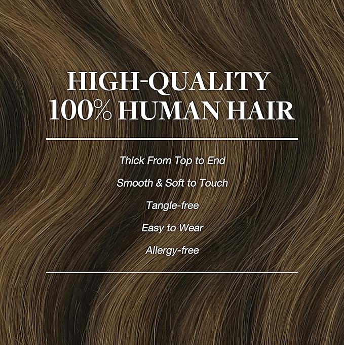GOO GOO Clip in Hair Extensions Real Human Hair, Remy Human Hair Extensions Clip ins for Women, Natural Human Hair, 12inch 85g 7Pcs, 2/6/2 Balayage Dark Brown to Chestnut Brown