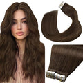 LaaVoo Tape in Hair Extensions Medium Brown Tape in Human Hair Extensions Seamless Hair Extension Tape on Long Hair 24inch 40pcs 100g
