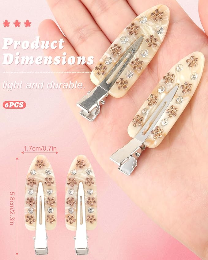HAIMEIKANG 6 PCs Acrylic Creaseless Hair Clips for Women - No Crease No Bend Hair Clip Makeup Bangs Clips for Women and Girls Flat Hair Clips for Hair Styling