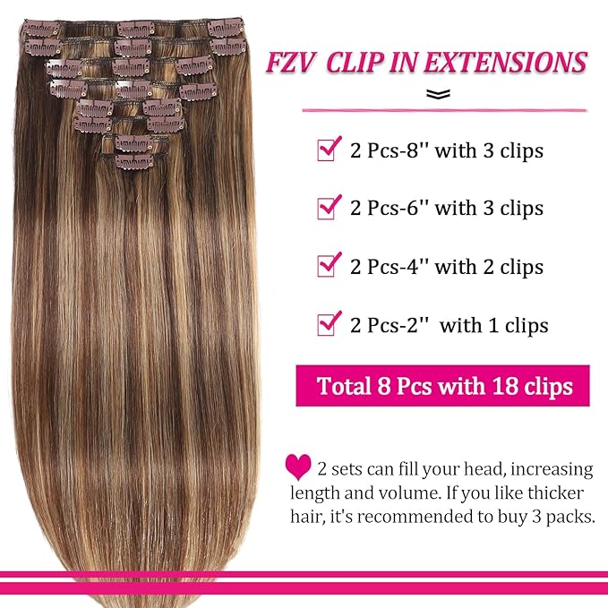 Hair Extensions Clip Ins Kinky Human Hair, 24inch 125g Straight Clip in Hair Extensions Real Human Hair Soft & Natural Handmade Human Hair Clip in Extensions Black Women #P427