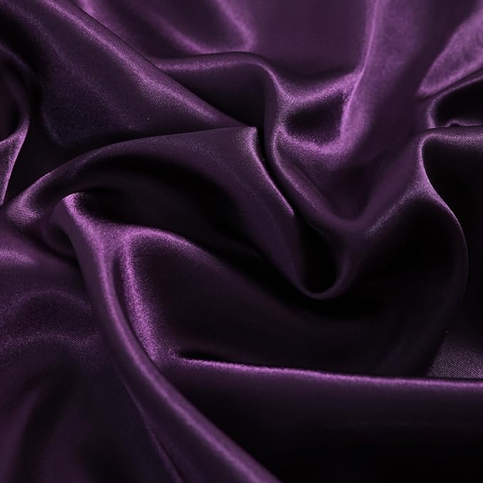 NTBAY 2 Pack Satin King Pillowcases for Hair and Skin, Luxurious and Silky Pillow Cases with Envelope Closure, 20x36 Inches, Eggplant Purple