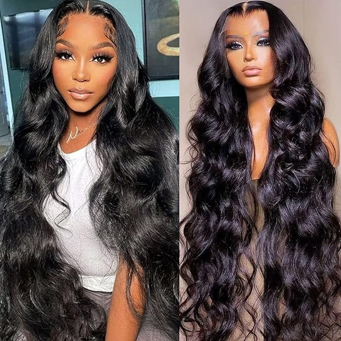 Lemoda Full 13x6 Body Wave Lace Frontal Virgin Human Hair Wigs 210% 34Inch 13x6 HD Transparent Lace Front Wigs 15A Brazilian Pre Plucked Thin Knots