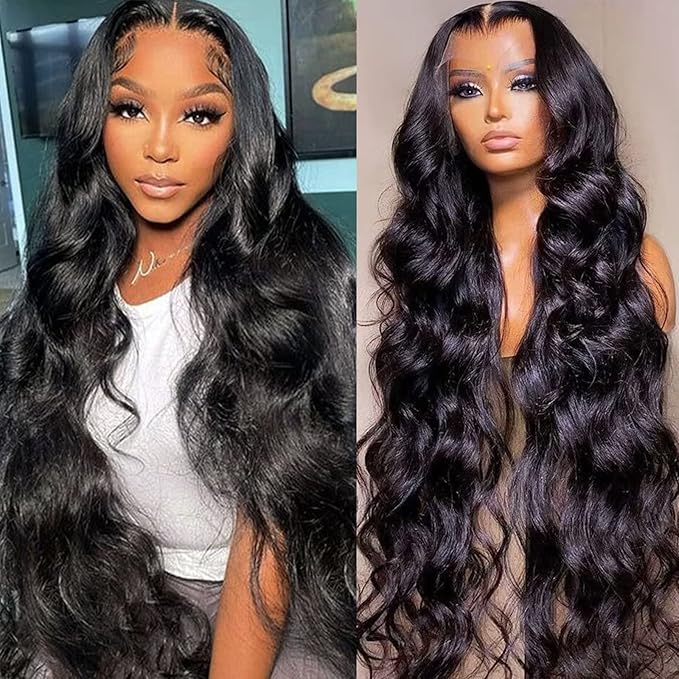 Lemoda Full 13x6 Lace Frontal Virgin Human Hair Wigs 210% 32Inch 15A Body Wave 13x6 HD Transparent Full Lace Front Wigs Brazilian Body Wave Wig Thin Knots