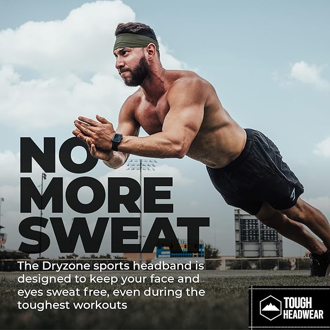 Tough Headwear Tough Outfitters Headband for Men - Mens Headbands - Working Out Sports Performance Head Bands - Athletic Cycling Running Sweat Band, Football Headbands - Sweat Bands Men/Women