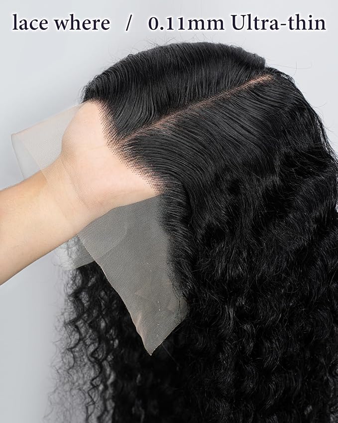13x6 Deep Wave Lace Front Wigs Human Hair 180% Density curly human hair wig for Women 13x6 Wet and Wavy HD Transparent Lace Frontal Wigs Human Hair Pre Plucked with Natural Baby Hair 22inch