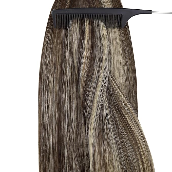 YoungSee Nano Hair Extensions Real Human Hair Balayage Dark Brown with Ash Blonde Nano Ring Hair Extensions Brown Cold Fusion Bead Hair Extension Human Hair Straight Add Length 20inch 1g/s 50g