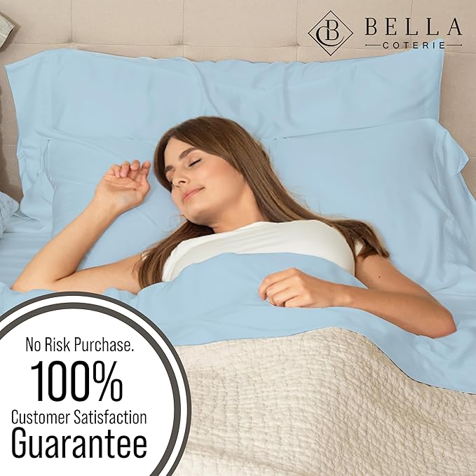 Bella Coterie | Luxury Bamboo Viscose Standard Size Pillowcase Set | 100% Organically Grown | Ultra Soft | Cooling | 2 Pcs [Coastal Blue]