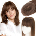 Rich Choices Human Hair Toppers for Women-100% Real Remy Hair Topper with 3D 360°Bang-Upgraded 150% Density 9 * 12CM Lace Base-Clip in Hairs topper for Thinning Hairs-12Inch #2R Chocolate Brown