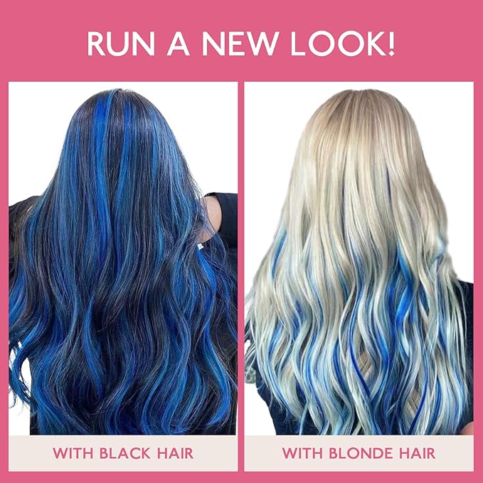 WENNALIFE Tape in Hair Extensions Human Hair Blue Tape in Extensions, 10pcs 30g 22 inch Remy Invisible Tape Ins Straight Colored Soft Real Human Hair Tape in Extensions Refill Set Extensions