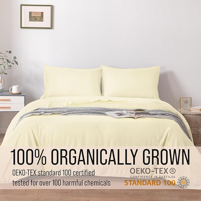 Bella Coterie | Luxury Bamboo Viscose King Size Pillowcase Set | 100% Organically Grown | Ultra Soft | Cooling | 2 Pcs [Lemonade]