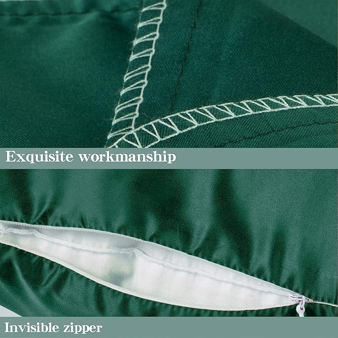 NTBAY Zippered Satin Body Pillow Pillowcase, Silky Slip Cooling Body Pillow Cover, Long Side Hidden Zipper, 20x54 Inches, Dark Green