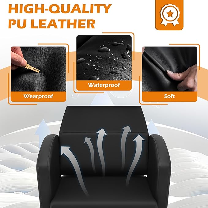 Salon Shampoo Bowl and Chair Set, Shampoo Barber Backwash Chair, Adjustable Splash-Proof Ceramic Bowl Hair Washing Station for Spa Beauty Salon