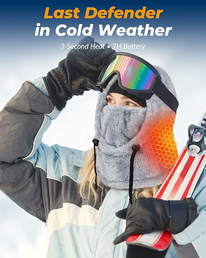 Heated Balaclava Cold Winter Gifts for Women Rechargeable 6000 mAh Battery Packs Warm Gift