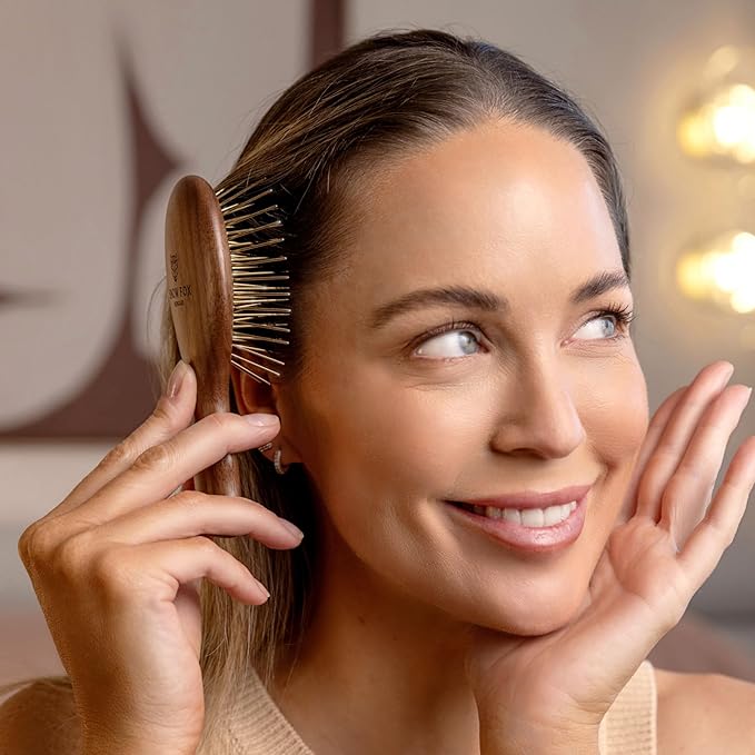 Gua Sha Hair & Scalp Brush: Infrared Walnut Edition
