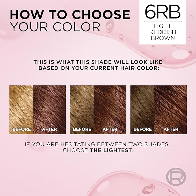 L'Oreal Paris Excellence Crème Permanent Hair Dye, Triple Care Hair Color with Pro-Keratine Complex for 100% Gray Hair Coverage, 6RB Light Reddish Brown, 1 Kit