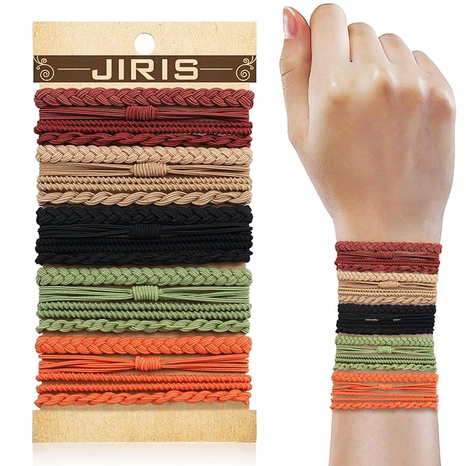 JIIRS 20PCS Boho Hair Ties,Elastic Bracelets,Elastic Hair Ties, Hair Bands For Ponytails,Ponytail Holder for Thick or Thin Hair,Boho Hair Bracelets No-Damage For Daily Life, Sport, Working(Set8)