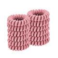 Spiral Hair Ties (Cloth Pink, 12 Pcs), Coil Ponytail Holders for Thick Hair, No Crease Phone Cord Ties for All Types