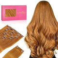 WENNALIFE Clip in Hair Extensions Real Human Hair, 20 Inch 150g 9pcs Human Hair Extensions Clip In, Auburn Ginger Hair Extensions Clip In Real Hair Coloured Remy Human Hair Extensions
