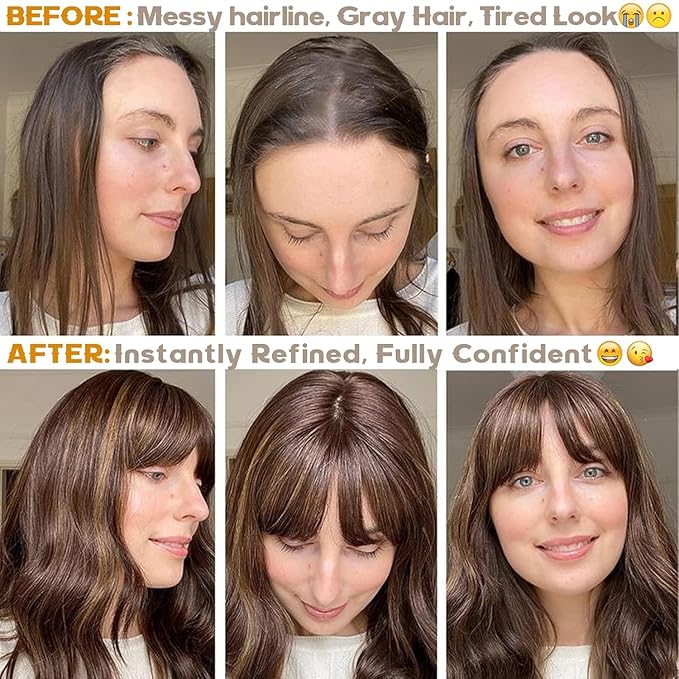 Hair Toppers for Women Real Human Hair-U Shape Toppers Hair Pieces for Women with Thinning Hairr 150% Density Silk Base Clip in Human Topper with Bangs for Daily Use(Brown Black-1B