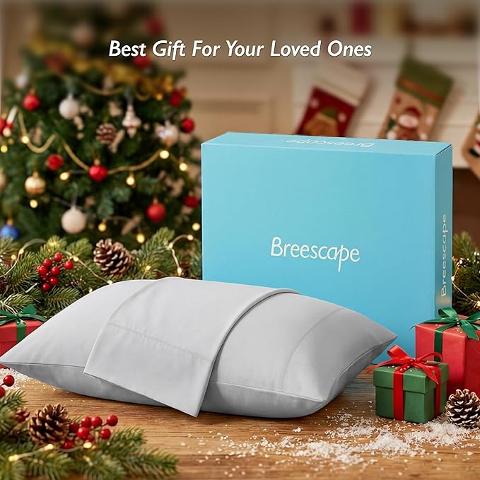 Breescape Cooling Pillow Cases King Size - BlendTek™ Dry & Cool Technology for Hot Sleepers and Night Sweats, 2 Pack Ultra Soft & Smooth Pillowcases for Hair & Skin Care, 20" x 36", Twilight Blue