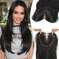Isaic 24 Inch Synthetic Hair Topper for Women, Jet Black Middle Part Hand-Tied Lace Part Hairpiece with Clips, Long Hair Topper for Thinning Hair on Top, Natural Scalp Realistic Coverage (Jet Black)