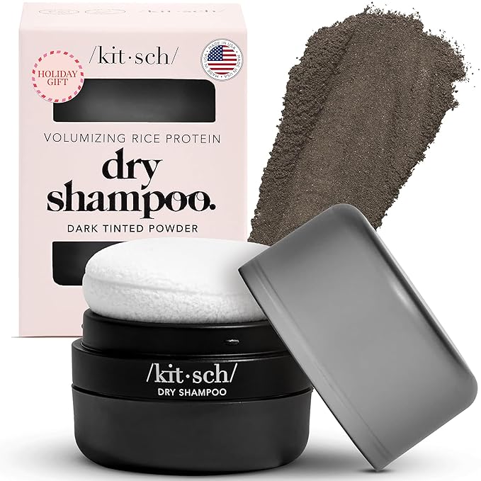 Kitsch Dry Shampoo Powder for Women & Men Dry Shampoo for Dark Hair w/Rice Protein - Unscented, Volumizing, No White Cast, Non Toxic, Non Aerosol, Organic, Travel Size | Ideal Gifts for Women - 8g