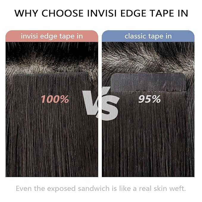 COOKAYU Invisible Tape in Hair Extensions Human Hair, Platinum Blonde 30g 20pcs 14Inch Seamless Extensions Straight Invisi Edge Tape ins