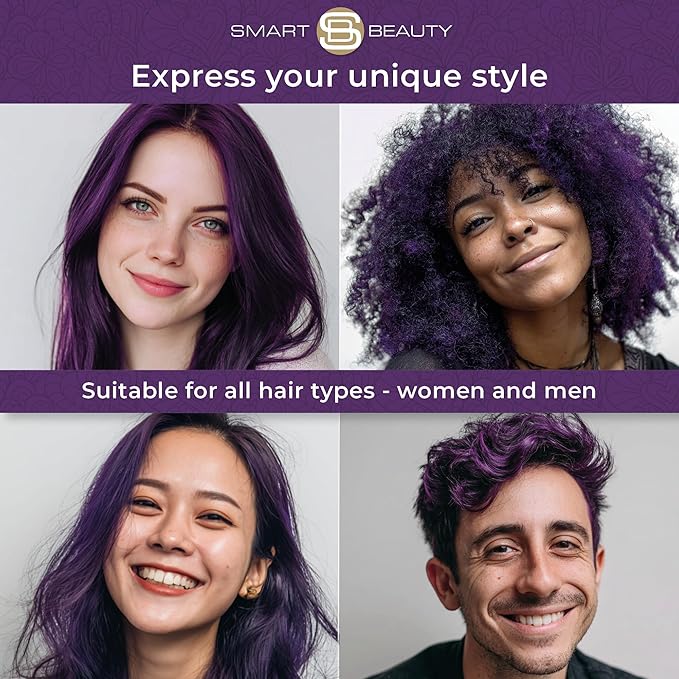 Amethyst Purple Hair Dye Permanent with Anti-Breakage Plex Hair Care, Vegan Hair Dye & Cruelty-Free, 100% Grey Coverage, purple Hair Color, For All Hair Types. Smart Beauty