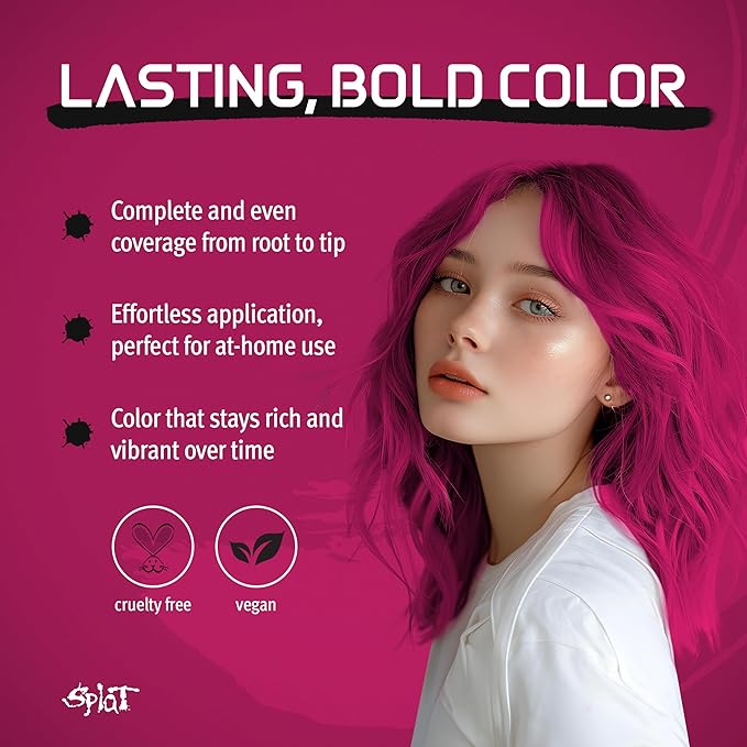 Splat Pink Fetish Semi Permanent Hair Dye Kit with Bleach, 1 Application, Includes Pink Hair Dye, Oxide & Bleach Powder, Vegan & Cruelty Free Hair Color