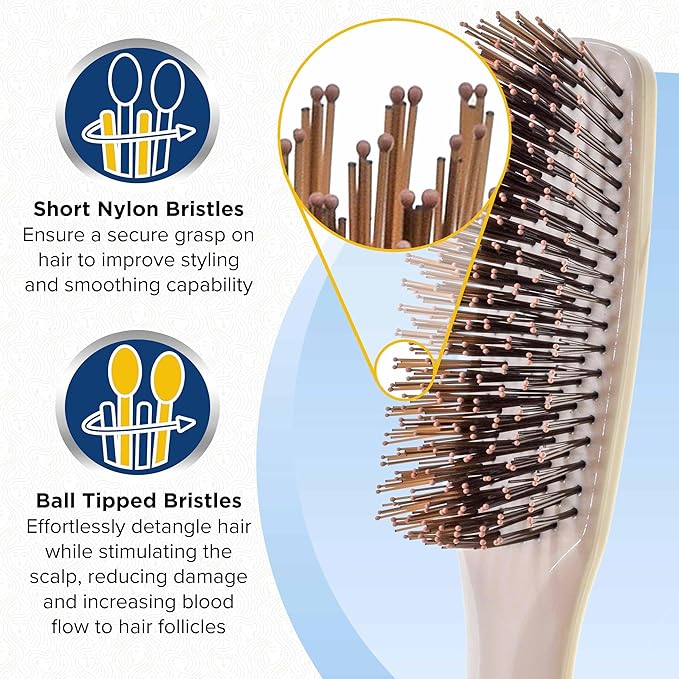 Giorgio Gentle Detangler Brush for Men - Dual Length Bristles for Fine and Thick Hair, Scalp Massager, and Travel Detangling Brush for All Hair Types