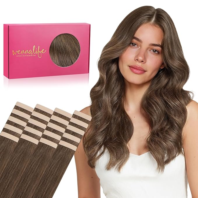 Wennalife Tape in Hair Extensions Human Hair, 20pcs 50g 16 inch 5D Remy Hair Extensions for Women Tape Ins Straight Extensiones De Cabello Humano Skin Weft