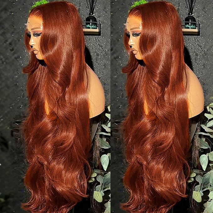 AMIRTY 250 density Dark Ginger Wig Human Hair Pre Plucked 13x4 Auburn Colored Lace Front Wigs Body Wave Glueless Wigs Human Hair HD Lace Frontal Reddish Brown Human Hair Wig 26 Inch