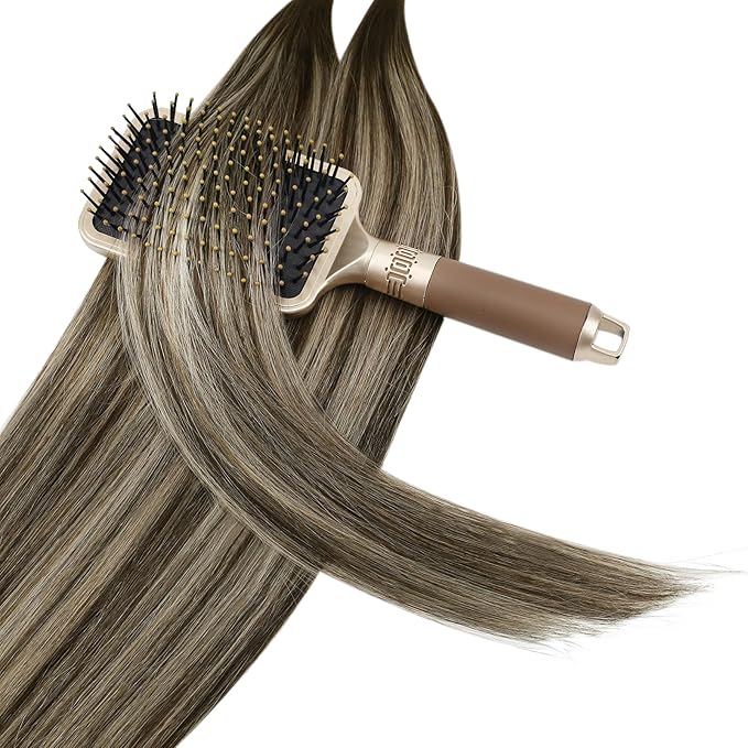 YoungSee U Tip Hair Extensions Human Hair Ombre Dark Brown Mixed Ash Blonde U Tip Real Hair Extensions Ombre Hot Fusion 16In 1G/S 50G