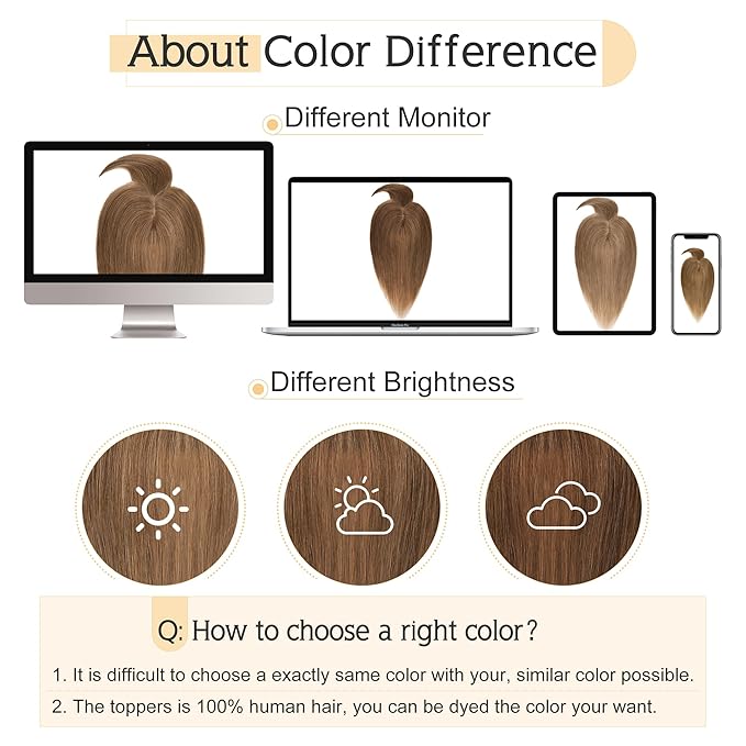 SEGO Hair Toppers for Women Real Human Hair With Bangs, 7 * 13CM Silk Base 100% Remy Human Hair Clip in Top Wiglet Hairpieces Add Volume -12 Inch Light Brown