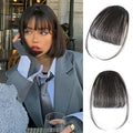 Clip in Bangs Real Human Hair Brown Black Wispy Bangs Fake Bangs with Fringe Clip on Bangs Curved Bangs Hairpieces for Women Daily Wear