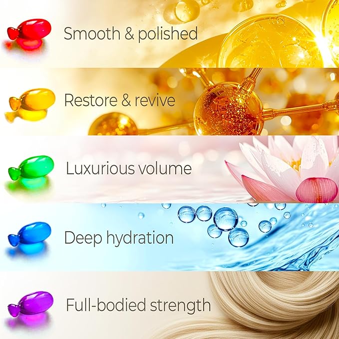 Strength Repair Hair Oil Capsules – Leave-In Serum for Weak | Broken Hair Repair Serum w/ Argan, Peptides & Ceramides | Mineral Oil, Sulfate and Paraben Free, Vegan | Split-End Sealer & Shine | 15Ct