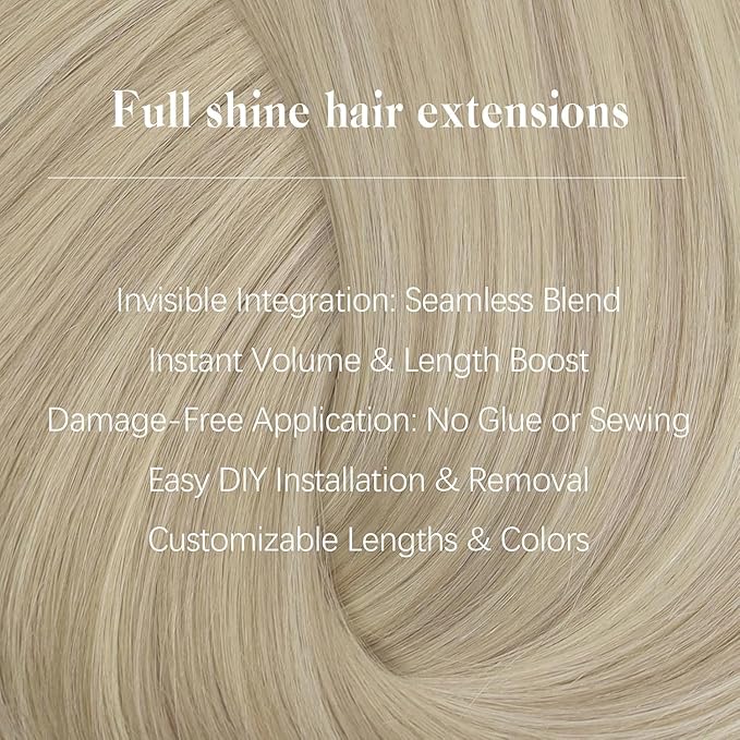 Full Shine Clip in Hair Extensions 20 inch 150g 8Pcs Seamless Clip ins Human Hair Ash Blonde Highlight Bleach Blonde Remy Hair Clip ins for Women