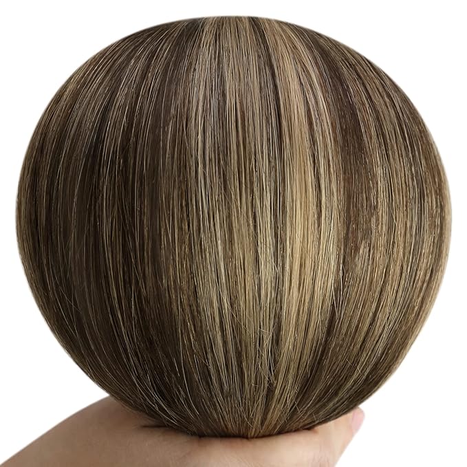 YoungSee Clip in Hair Extensions Human Hair Balayage Brown Human Hair Clip in Extensions Balayage Chocolate Brown Mix Caramel Blonde Full Head Clip ins Real Hair Extension Add Length 120G 20Inch