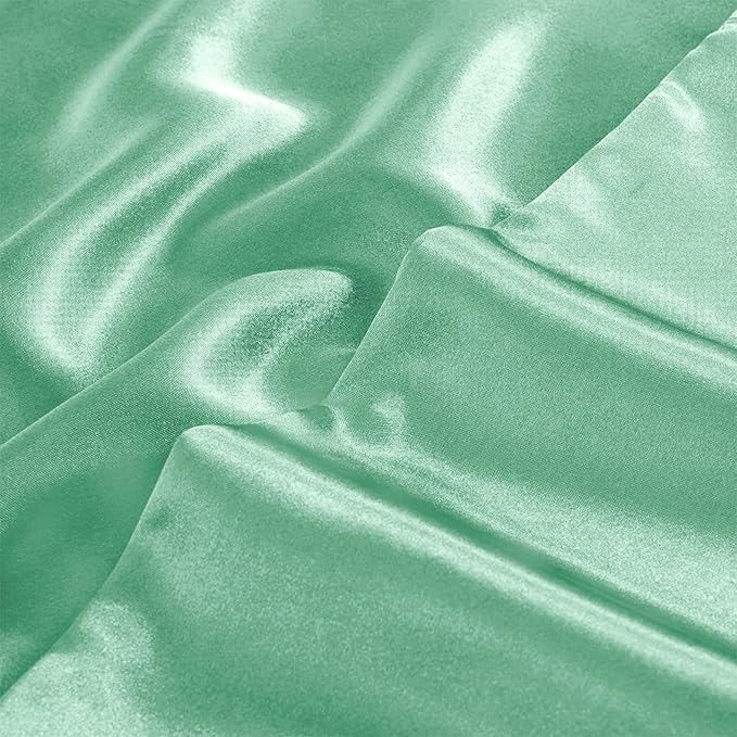 Aormenzy Satin Pillow Cases for Women King Size Set of 2, Mint Green Satin Pillowcase for Hair with Envelope Closure Silky Pillow Covers Wrinkle, Fade Resistant (20x40 Inches)