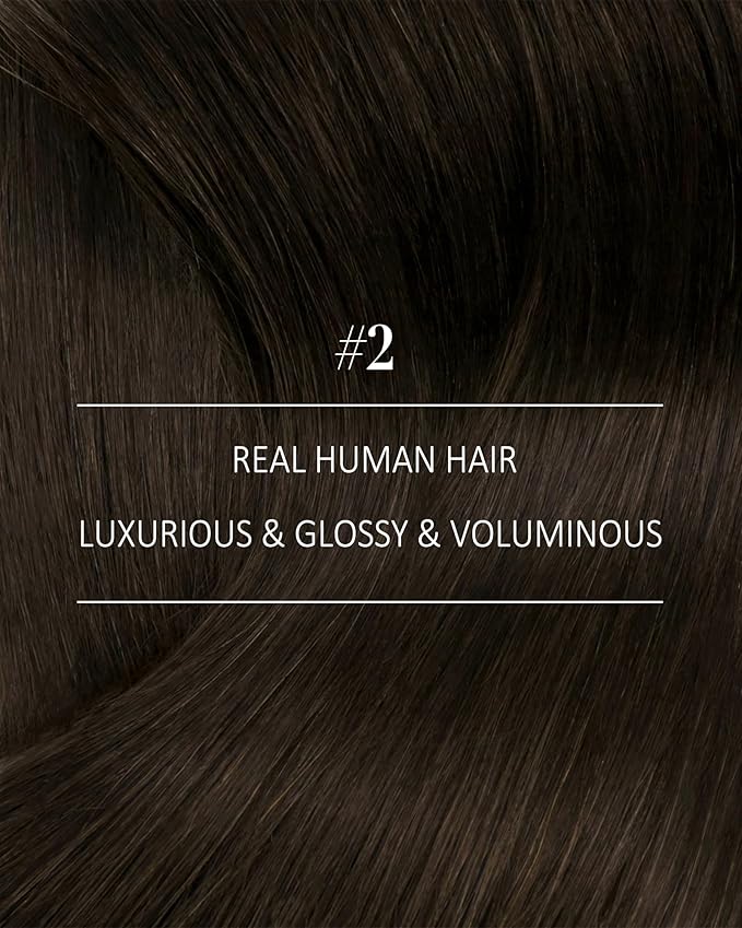 YoungSee Clip in Human Hair Extensions Darkest Brown Real Human Hair Extensions Clip ins Brown Clip in Hair Extensions for Black Women 7Pcs 12Inch 85G